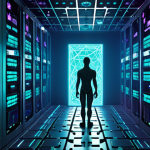 **Prompt:** A futuristic, abstract illustration symbolizing the power of blockchain to ensure data integrity and trust. Imagine a central, glowing, unbreakable chain of interconnected blocks, each representing a verified data transaction. This chain emanates a protective, secure aura, encapsulating and safeguarding vital information (like medical records or financial data, subtly hinted at with abstract icons). In contrast, the background shows a shattered or vulnerable server, representing the fragility of traditional centralized systems. The color palette should evoke security and technological advancement, with luminous blues, greens, and purples, emphasizing decentralization and cryptographic strength.