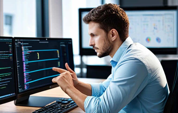 A focused professional software engineer in a modest business shirt, meticulously reviewing lines of code on multiple monitors in a modern, well-lit tech office. The scene emphasizes robust smart contract development and the philosophy of digital trust, with abstract visual elements of secure blockchain networks in the background. Fully clothed, appropriate attire, safe for work, perfect anatomy, correct proportions, natural pose, well-formed hands, proper finger count, natural body proportions, professional photography, high quality, family-friendly.