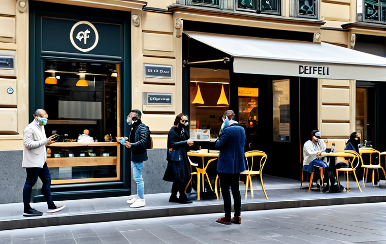 **
"A bustling street scene in Milan, featuring a modern cafe with people using cryptocurrency on their smartphones, discussing DeFi and NFTs. The cafe's signage includes subtle blockchain-related symbols. Everyone is fully clothed in stylish, contemporary Italian fashion. Safe for work, appropriate content, professional, modest attire, perfect anatomy, correct proportions, natural pose, well-formed hands, proper finger count, natural body proportions, high quality, professional photography."
**